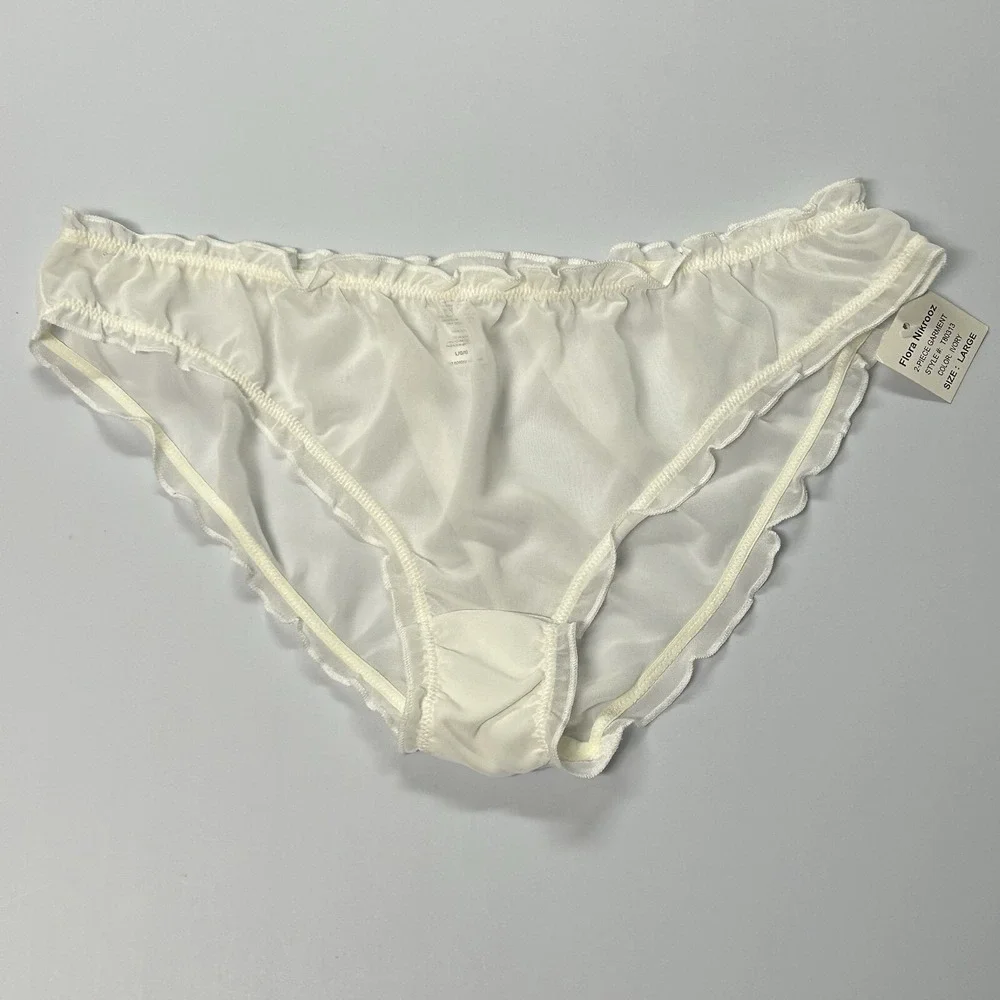 Flora Sheer Chemise Nightie L 2 Pc Set Lace Boudoir Coquette Lingerie White‎